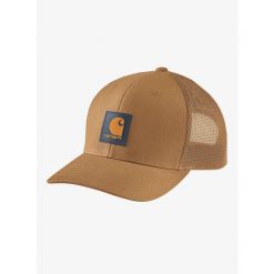 Czapka z daszkiem Carhartt Twill Mesh-Back Logo Patch Cap. Brązowe czapki i kapelusze męskie Carhartt, bez wzorów, z meshu, sportowe. Za 119.99 zł.