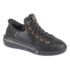 Buty sportowe Sneakersy damskie, Slip-Ins: Snoop One - OG Leather. Czarne trampki i tenisówki damskie Skechers, bez wzorów, sportowe, bez zapięcia. Za 449.99 zł.