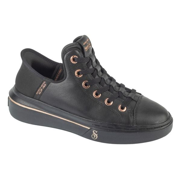Buty sportowe Sneakersy damskie, Slip-Ins: Snoop One - OG Leather. Czarne trampki i tenisówki damskie Skechers, bez wzorów, sportowe, bez zapięcia. Za 449.99 zł.