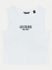 Guess Top J4YI16 KBZP4 Biały Regular Fit. Białe t-shirty i topy dla dziewczynek Guess, z aplikacjami, z bawełny, bez ramiączek. Za 59.99 zł.