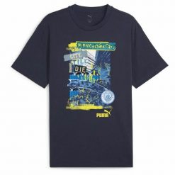 Koszulka piłkarska męska z krótkim rękawem PUMA Ftblnrgy+ L. Niebieskie koszulki sportowe męskie Puma, l, bez wzorów, bez kołnierzyka, bez ramiączek, do biegania. Za 211.99 zł.