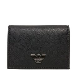 Portfel Emporio Armani. Czarne portfele męskie Emporio Armani, bez wzorów. Za 379.99 zł.