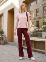 Bawełniana koszulka z gęstego splotu Interlock - różowy. Czerwone t-shirty damskie Sinsay, l, bez wzorów, z bawełny, bez kołnierzyka. Za 19.99 zł.