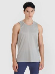 4F Tank top do biegania regular szybkoschnący męski - szary M. Szare koszulki sportowe męskie 4f, m, bez wzorów, z dzianiny, bez kołnierzyka, bez ramiączek, do biegania. W wyprzedaży za 99.99 zł.