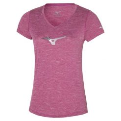 Koszulka do biegania damska Mizuno Impusle Core RB Tee. Fioletowe koszulki sportowe damskie Mizuno, l, bez wzorów, z materiału, bez kołnierzyka, bez ramiączek, do biegania. Za 67.99 zł.