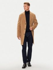 Tommy Hilfiger Płaszcz wełniany MW0MW36611 Beżowy Regular Fit. Brązowe płaszcze męskie Tommy Hilfiger, na zimę, l, bez wzorów, z wełny, bez kaptura. Za 1,799.00 zł.