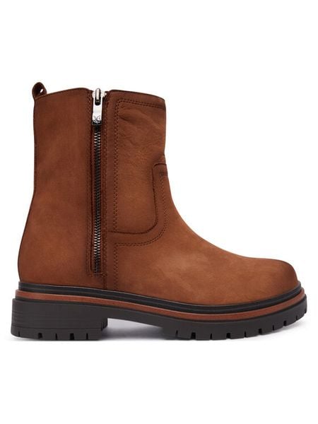 Caprice Botki 9-25401-45 Brązowy. Brązowe botki damskie Caprice, z nubiku, bez obcasa, na płaskiej podeszwie, bez zapięcia. Za 589.99 zł.