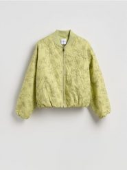 Kurtka bomberka z haftem - zielony. Zielone kurtki damskie Reserved, l, bez wzorów, z tkaniny, bez kaptura. Za 279.99 zł.