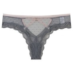 Figi z ozdobnymi strapsami z przewiewnego materiału Roxana. Szare figi damskie Intica, l, bez wzorów. W wyprzedaży za 59.00 zł.