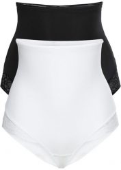 Figi panty shape (2 pary), lekki stopień modelowania sylwetki. Czarne figi damskie bonprix, bez wzorów, z bawełny. Za 87.99 zł.