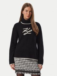KARL LAGERFELD Golf B4W18033 Czarny Regular Fit. Czarne swetry damskie KARL LAGERFELD, s, bez wzorów, z syntetyku, bez kołnierzyka, bez ramiączek, bez kaptura. Za 1,299.00 zł.