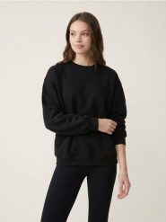 Bluza dresowa crewneck oversize - czarny. Czarne bluzy damskie Sinsay, l, bez wzorów, z dresówki, bez kaptura. Za 39.99 zł.