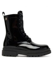 Tommy Hilfiger Trapery Lace-Up Bootie T4A5-34025-0775 S Czarny. Czarne buty zimowe dziewczęce Tommy Hilfiger, bez wzorów, ze skóry, bez zapięcia. Za 419.99 zł.