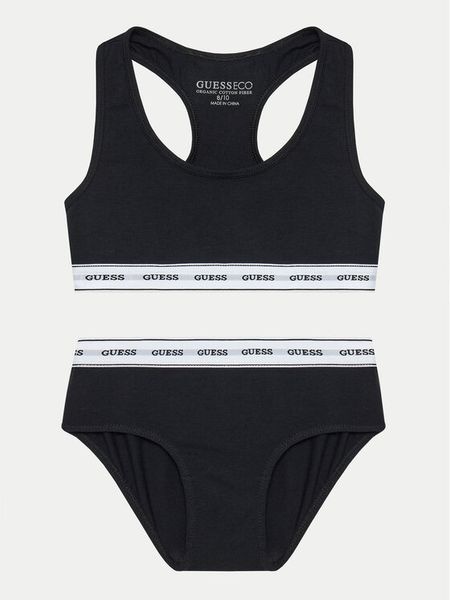 Guess Komplet bielizny J4BG00 KBBU1 Czarny. Czarne bielizna dla dziewczynek Guess, z aplikacjami, z bawełny. Za 79.99 zł.