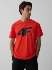 4F T-shirt regular z nadrukiem męski - czerwony XXL. Czerwone koszulki sportowe męskie 4f, m, bez wzorów, z bawełny, bez kołnierzyka, bez ramiączek, trekkingowe. Za 69.99 zł.