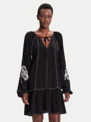 Desigual Sukienka codzienna Silvianegro 25WWVW19 Czarny Loose Fit. Czarne sukienki damskie Desigual, na co dzień, s, bez wzorów, z wiskozy, bez kołnierzyka, bez ramiączek, proste. Za 459.99 zł.