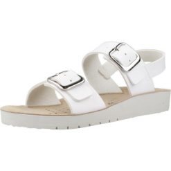 Sandały GEOX J S.COSTAREI G.D Biały. Białe sandały damskie Geox, bez wzorów, z syntetyku, bez obcasa, bez zapięcia. Za 141.99 zł.