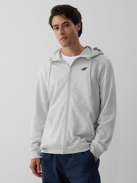4F Bluza dresowa regular z kapturem męska - szara S. Szare bluzy męskie 4f, m, bez wzorów, z dresówki, z kapturem. Za 169.99 zł.