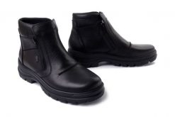 RIEKER TEX F5463-00 black, botki męskie. Czarne botki męskie Rieker, na zimę, bez wzorów, z wełny, bez zapięcia. Za 559.90 zł.