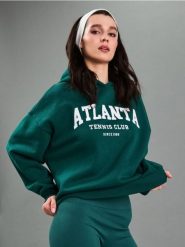 Bawełniana bluza z kapturem - zielony. Zielone bluzy damskie Sinsay, l, bez wzorów, z bawełny, z kapturem. Za 49.99 zł.