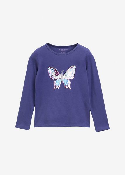 Bawełniana bluzka z długim rękawem marki Tom Tailor. Fioletowe t-shirty i topy dla dziewczynek bonprix, bez wzorów, z bawełny, bez ramiączek. Za 79.99 zł.