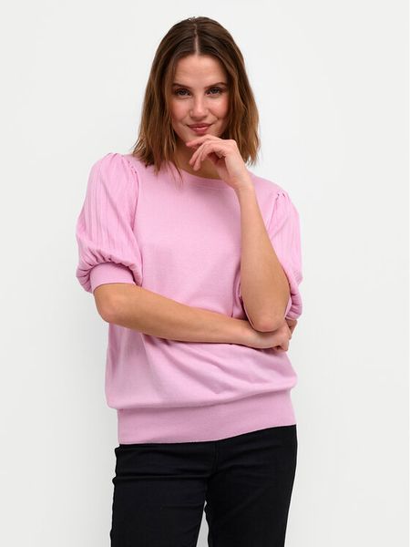Kaffe Sweter Lone 10508368 Różowy Regular Fit. Czerwone swetry damskie Kaffe, xs, bez wzorów, z wiskozy, bez kołnierzyka, bez ramiączek, bez kaptura. Za 89.99 zł.