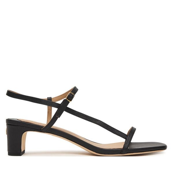 Sandały LAUREN RALPH LAUREN. Czarne sandały damskie Lauren Ralph Lauren, bez wzorów, bez obcasa, na słupku, bez zapięcia. Za 729.99 zł.
