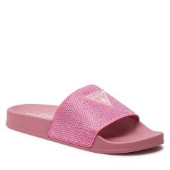 Klapki Guess. Czerwone klapki damskie Guess, z aplikacjami, bez obcasa. Za 129.99 zł.