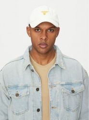 Guess Czapka z daszkiem F5GZ00 WO07T Biały. Białe rękawiczki męskie Guess, z aplikacjami, z bawełny. Za 79.99 zł.