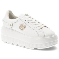 Sneakersy damskie S.Barski, ze skóry naturalnej licowej gruba podeszwa platforma sznurowane styl casual, białe, LR61-7095. Białe półbuty damskie S.BARSKI, bez wzorów, ze skóry, casualowe, bez obcasa, na platformie, bez zapięcia. Za 229.00 zł.