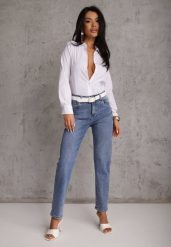 Jasnoniebieskie Jeansy z Bawełną o Fasonie Mom Fit Qastorea. Niebieskie jeansy dla dziewczynek Renee, z bawełny, eleganckie. Za 119.99 zł.