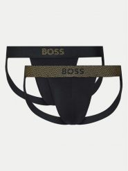BOSS Komplet slipów Jock Strap 50524439 Czarny. Czarne slipki męskie Boss, l, bez wzorów, z bawełny. Za 139.99 zł.
