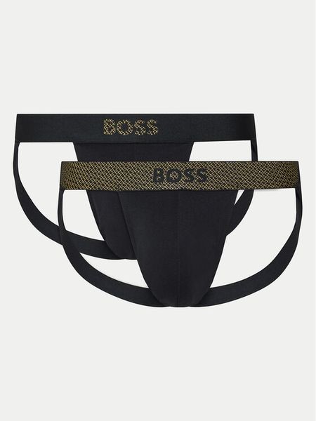BOSS Komplet slipów Jock Strap 50524439 Czarny. Czarne slipki męskie Boss, l, bez wzorów, z bawełny. Za 139.99 zł.
