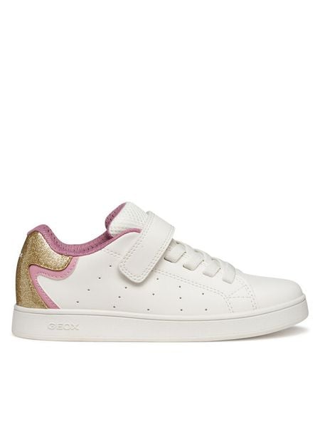 Geox Sneakersy J Eclyper J36LRA 0BCKC C0674 D Biały. Białe buty sportowe dziewczęce Geox, bez wzorów, ze skóry, bez zapięcia. Za 129.99 zł.