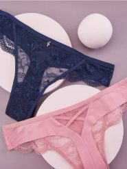 Majtki stringi 2 pack - wielobarwny. Stringi damskie Sinsay, l, bez wzorów, z koronki. Za 19.99 zł.