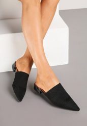 Czarne Płaskie Klapki Ozdobione Plecioną Cholewką Deorith. Czarne klapki damskie Born2be, bez wzorów, eleganckie, bez obcasa, na obcasie. Za 84.99 zł.