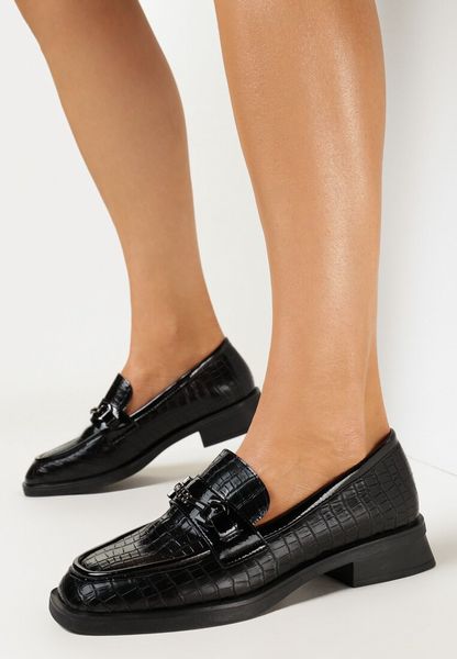 Czarne Mokasyny z Imitacji Skóry Krokodyla ze Skórzaną Wkładką Lanie. Czarne mokasyny damskie Born2be, ze skóry. Za 149.99 zł.