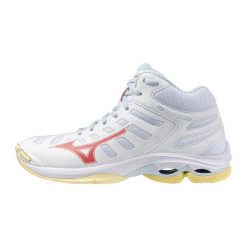 Damskie buty halowe Mizuno Wave Voltage. Białe obuwie sportowe damskie Mizuno, bez wzorów, z materiału, na fitness i siłownię, mizuno wave. Za 511.95 zł.