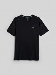 4F Koszulka trekkingowa z włókna bambusowego męska - czarna XL. Czarne t-shirty męskie 4f, m, bez wzorów, z materiału, klasyczne, bez kołnierzyka. Za 119.99 zł.