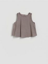 Bluzka z modalem - beżowy. Brązowe bluzki damskie Reserved, l, bez wzorów, z tkaniny, bez kołnierzyka, bez ramiączek. Za 79.99 zł.