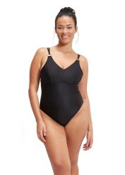 Speedo Damski modelujący kostium kąpielowy z wbudowanym biustonoszem, UK 44. Czarne kostiumy jednoczęściowe damskie Speedo, l, bez wzorów, z elastanu, eleganckie, do pływania. Za 279.25 zł.