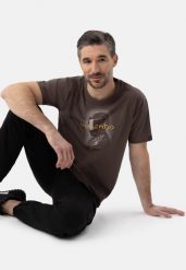 Bawełniany t-shirt, Comfort Fit, T-NEC. Brązowe t-shirty męskie Volcano, l, bez wzorów, z bawełny, bez kołnierzyka. Za 69.99 zł.