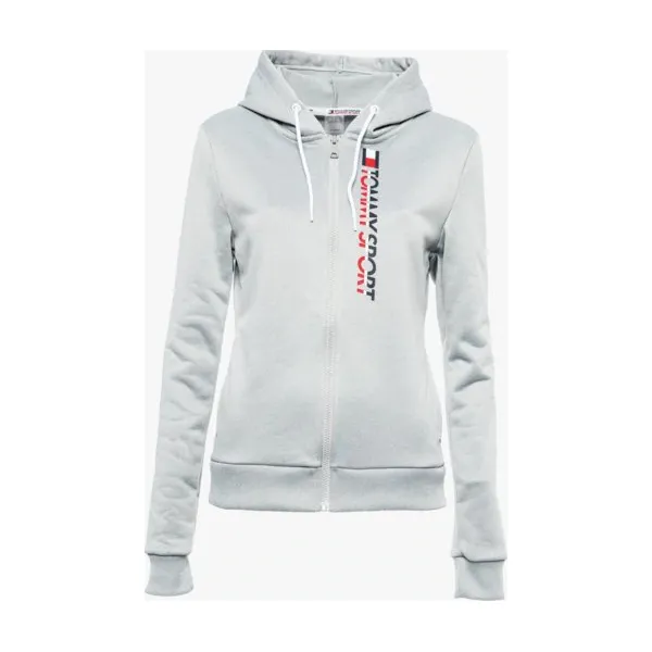 Tommy Sport Bluza Rozpinana Z Kapturem Zip Vertical Logo , szary, rozmiar L. Szare bluzy damskie Tommy Hilfiger, l, z aplikacjami, z elastanu, z kapturem. W wyprzedaży za 319.99 zł.