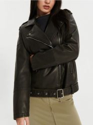 Kurtka ramoneska - czarny. Czarne kurtki damskie Sinsay, l, bez wzorów, ze skóry, bez kaptura. Za 129.99 zł.