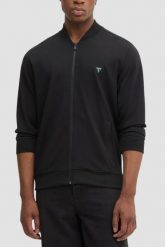 GUESS Czarna bluza męska rozpinana Truck Interlock, Rozmiar XXL. Czarne bluzy męskie Guess, m, z aplikacjami, z wiskozy, bez kaptura. W wyprzedaży za 333.99 zł.