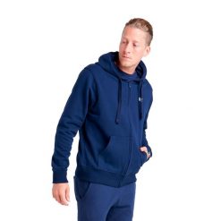 Bluza z bawełna z kaptur na czas wolny na co dzień. Niebieskie bluzy męskie LEONE 1947 APPAREL, z bawełny, bez zapięcia, na fitness i siłownię. W wyprzedaży za 181.87 zł.