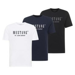 3-Pak T-Shirt Mustang Style Alex Biały Granatowy Czarny. Białe t-shirty męskie Mustang, uniwersalny, bez wzorów, bez kołnierzyka. Za 149.99 zł.