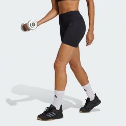 Legginsy z dzianiny o długości 4 cali Workout Essentials. Czarne legginsy damskie Adidas, bez wzorów, z dzianiny, na fitness i siłownię, climacool (adidas). Za 129.00 zł.