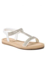 Clara Barson Sandały WSS20835-01B Biały. Białe klapki damskie Clara Barson, bez wzorów, ze skóry, bez obcasa, na płaskiej podeszwie, bez zapięcia. Za 99.99 zł.