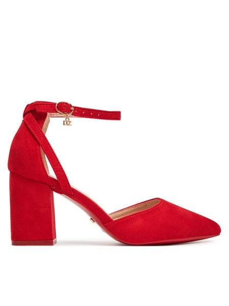 DeeZee Czółenka DZ1019 Czerwony. Czerwone czółenka damskie DeeZee, bez wzorów, z materiału, bez obcasa, bez zapięcia. Za 139.99 zł.